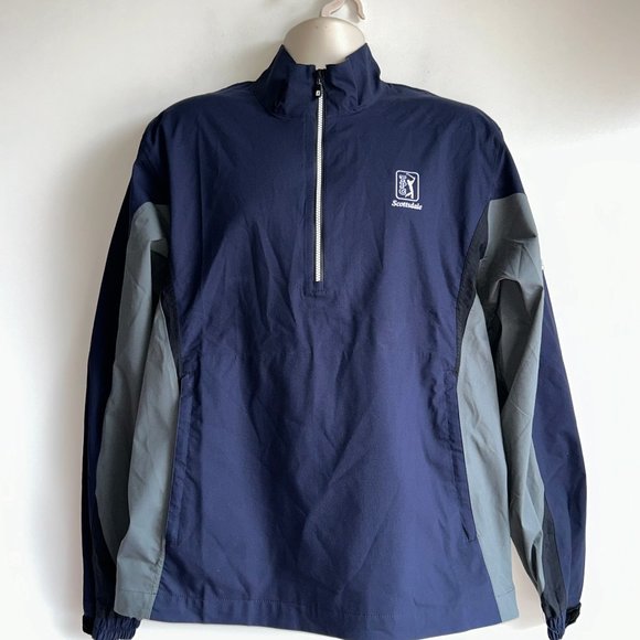 NEW DRYJOYS FJ Hydrolite 1/2 Zip Rain Wind Golf Jacket Men's Medium ~TPC Logo